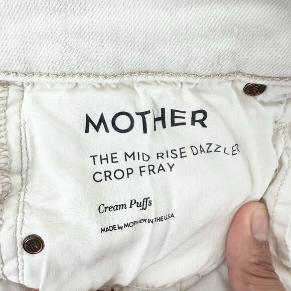 MOTHER THE MID RISE DAZZLER CROP FRAY Cream Puffs Size 27 - Picture 13 of 15